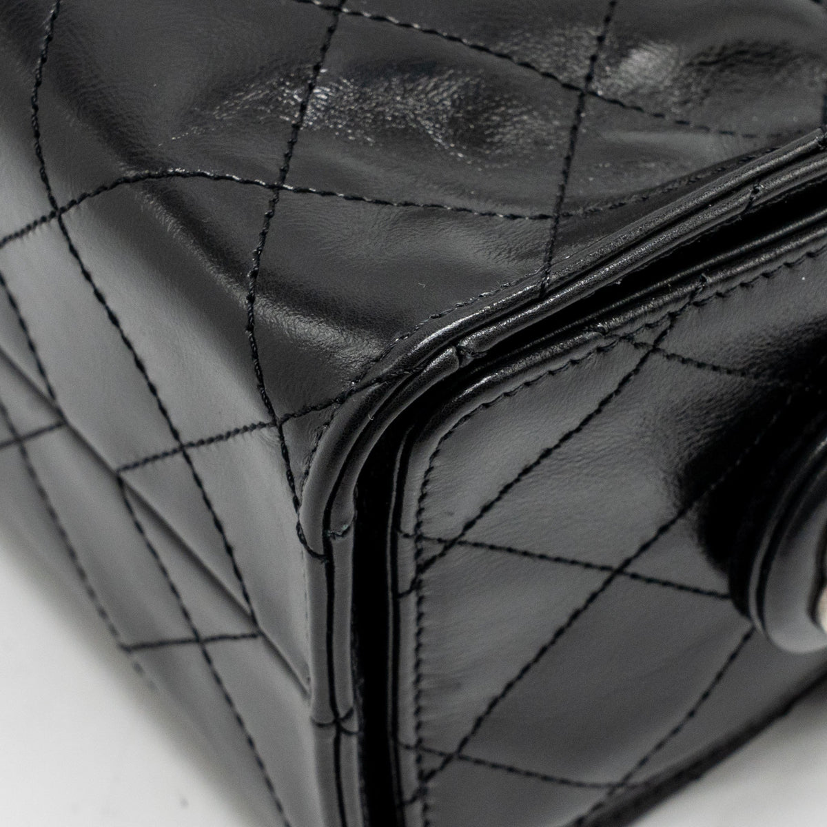 CHANEL MINI 25 BAG AGED CALFSKIN BLACK MULTICOLOUR HARDWARE (MICROCHIP)