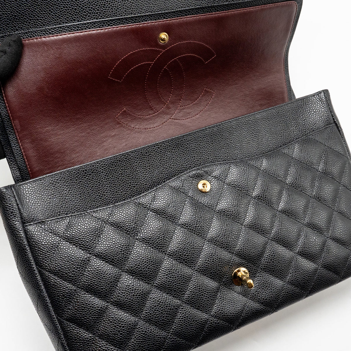 CHANEL MAXI CLASSIC DOUBLE FLAP BAG CAVIAR BLACK GHW