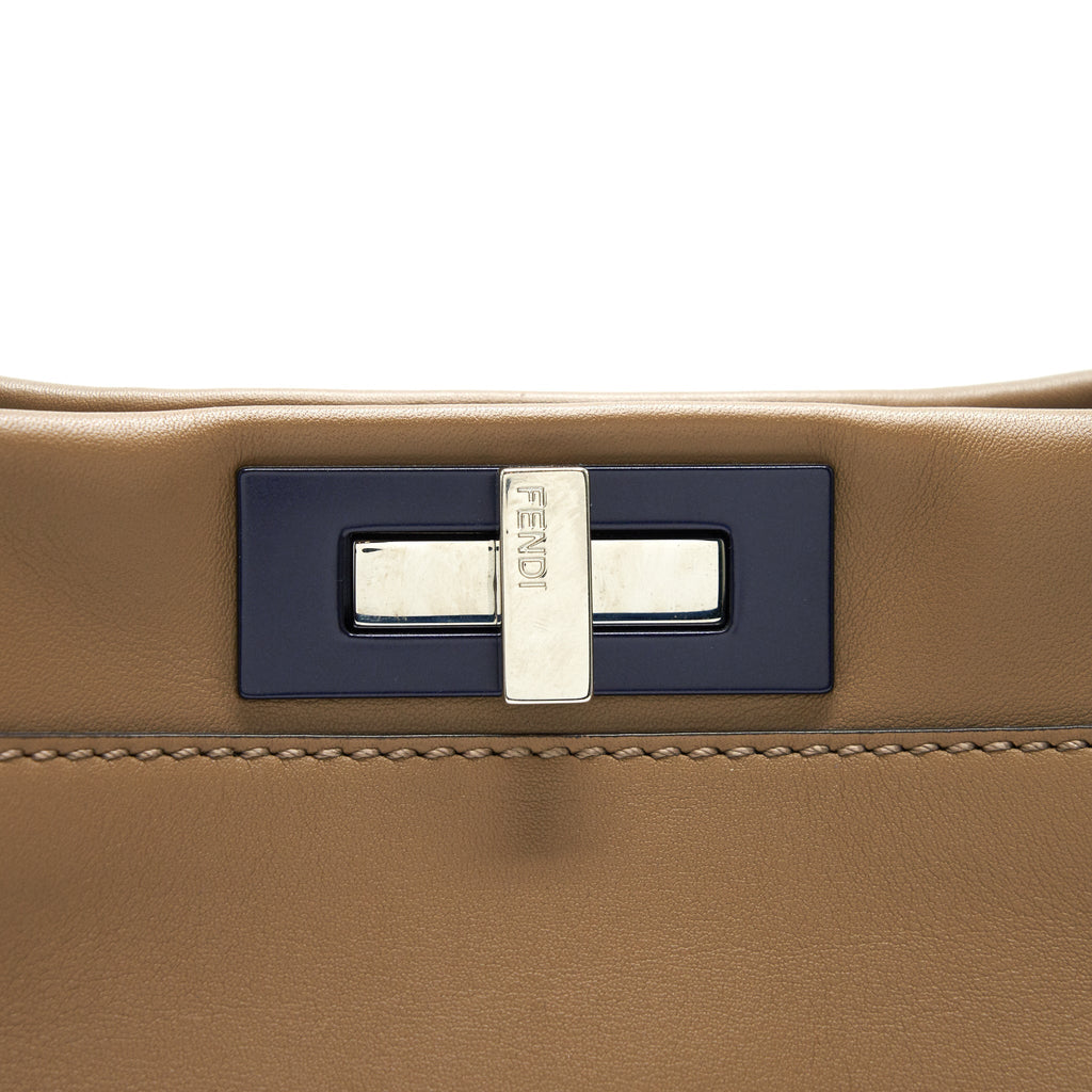 FENDI MEDIUM PEEKABOO BAG DARK BEIGE WITH SHW
