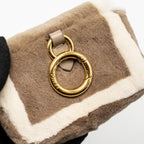 FENDI NANO CHAIN BAGUETTE CHARM BAG SHEARLING BROWN/CREAM GHW