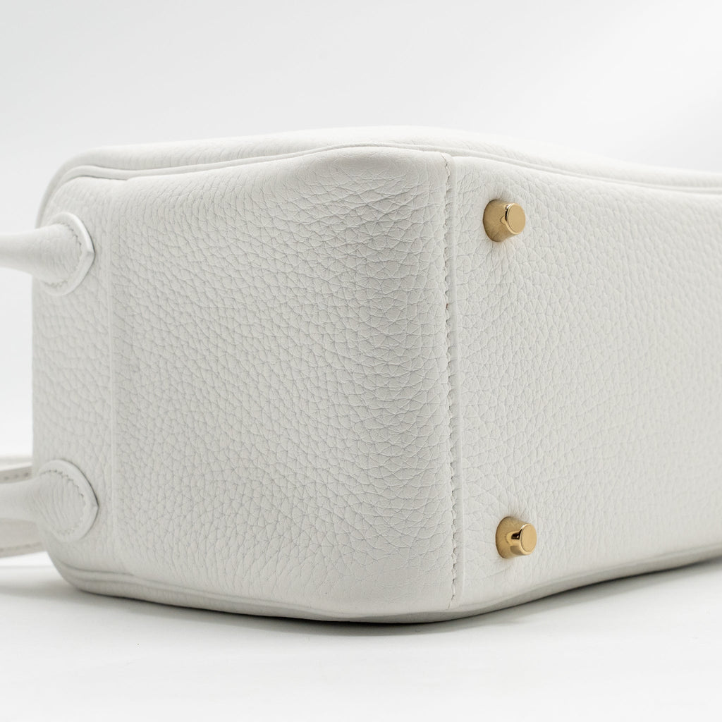 Hermes Mini Lindy clemence New White GHW