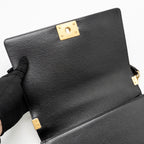 CHANEL NEW MEDIUM BOY BAG CAVIAR BLACK GHW (MICROCHIP)