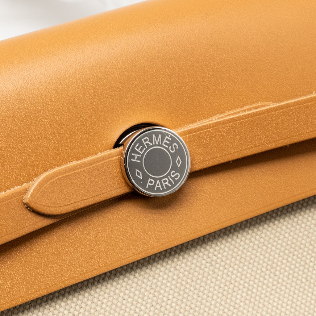Hermes Herbag Mini Canvas/Hunter Leather Beton / Natural Sable SHW