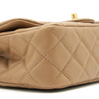 CHANEL 22B PEARL CRUSH MINI RECTANGULAR FLAP BAG LAMBSKIN DARK BEIGE GHW (MICROCHIP)