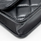 CHANEL PEARL CRUSH MINI FLAP WALLET ON CHAIN LAMBSKIN BLACK GHW (MICROCHIP)