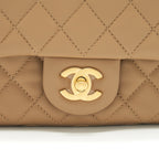 CHANEL 22B PEARL CRUSH MINI RECTANGULAR FLAP BAG LAMBSKIN DARK BEIGE GHW (MICROCHIP)