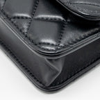 CHANEL PEARL CRUSH MINI FLAP WALLET ON CHAIN LAMBSKIN BLACK GHW (MICROCHIP)