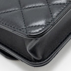 CHANEL PEARL CRUSH MINI FLAP WALLET ON CHAIN LAMBSKIN BLACK GHW (MICROCHIP)