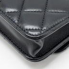 CHANEL PEARL CRUSH MINI FLAP WALLET ON CHAIN LAMBSKIN BLACK GHW (MICROCHIP)