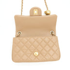 CHANEL 22B PEARL CRUSH MINI RECTANGULAR FLAP BAG LAMBSKIN DARK BEIGE GHW (MICROCHIP)