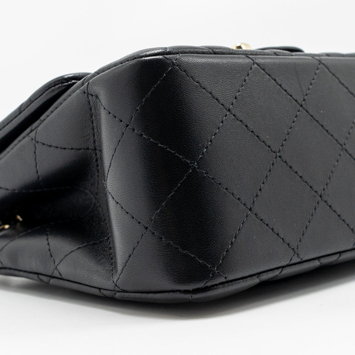 CHANEL MINI SQUARE FLAP BAG LAMBSKIN BLACK LGHW (MICROCHIP)