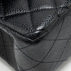 CHANEL SMALL CLASSIC DOUBLE FLAP BAG CAVIAR BLACK SHW (MICROCHIP)