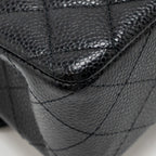 CHANEL SMALL CLASSIC DOUBLE FLAP BAG CAVIAR BLACK SHW (MICROCHIP)