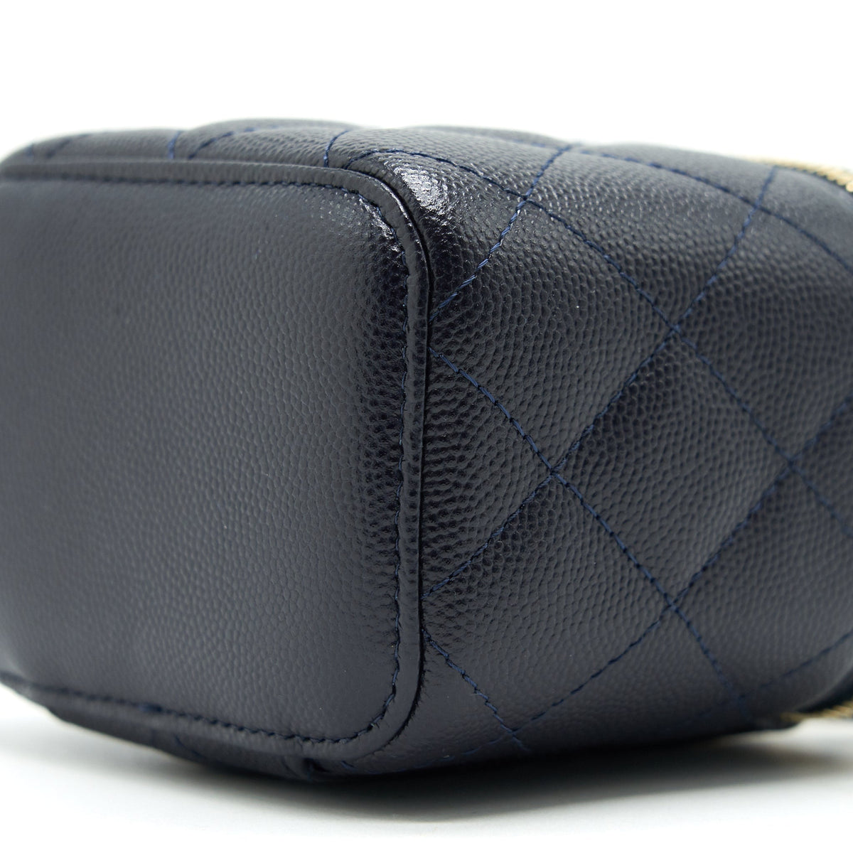 CHANEL SMALL VANITY WITH CHAIN NAVY BLUE WITH LGHW