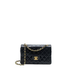 CHANEL VINTAGE SMALL CLASSIC DOUBLE FLAP BAG LAMBSKIN BLACK GHW