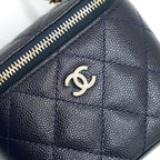 CHANEL SMALL VANITY WITH CHAIN NAVY BLUE WITH LGHW
