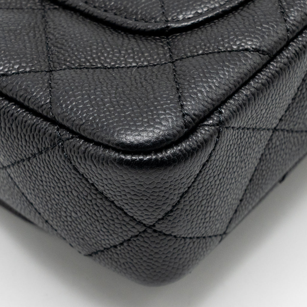 CHANEL COCO LOVE MINI FLAP BAG ADJUSTABLE CHAIN CAVIAR BLACK GHW (MICROCHIP)