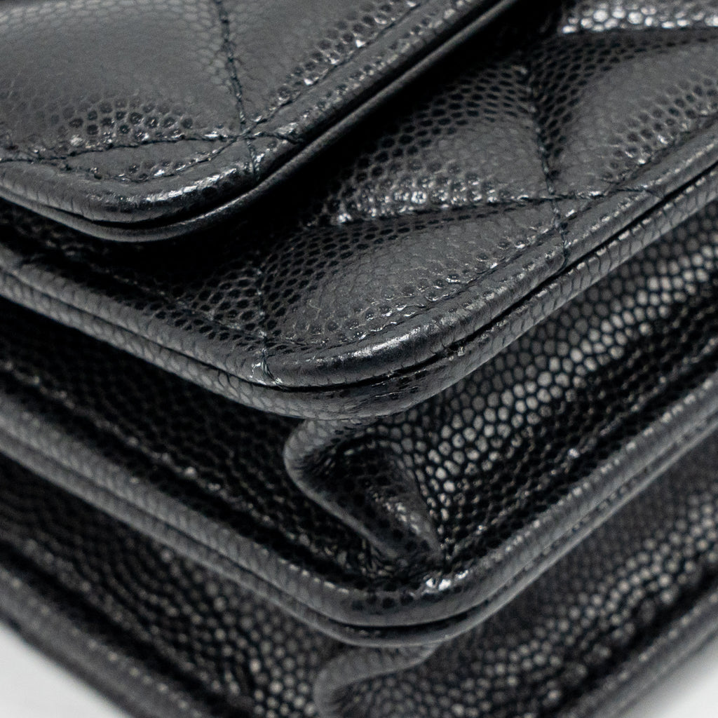 Chanel 23a mini wallet on chain caviar black GHW (microchip)