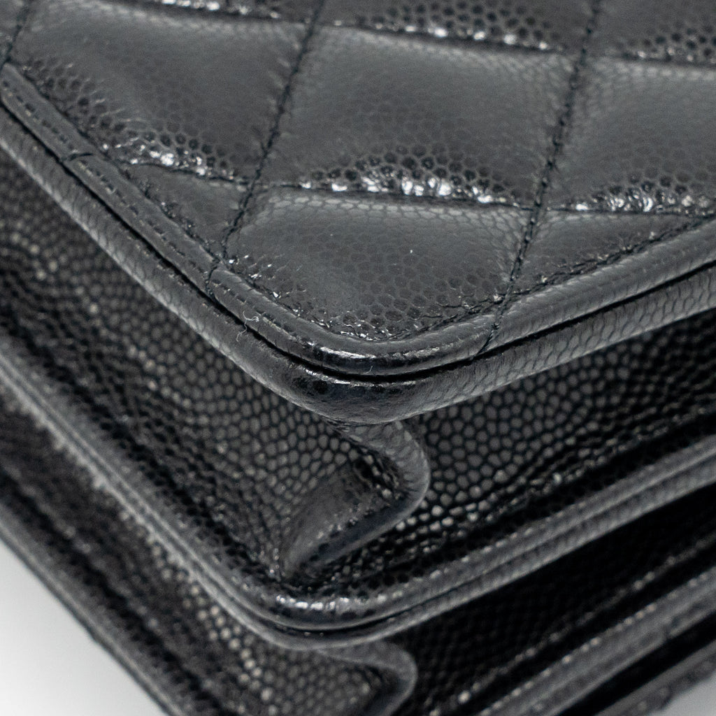 Chanel 23a mini wallet on chain caviar black GHW (microchip)
