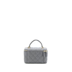 CHANEL TOP HANDLE LONG VANITY WITH CHAIN LAMBSKIN GREY LGHW (MICROCHIP)