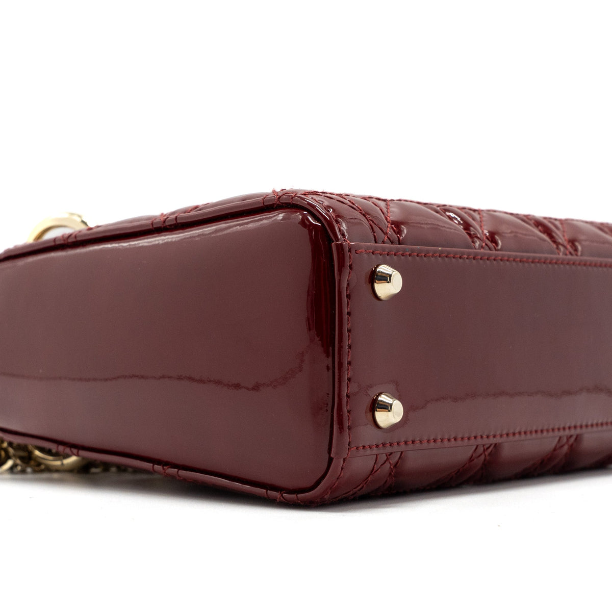 DIOR MINI LADY DIOR PATENT CALFSKIN RED LGHW