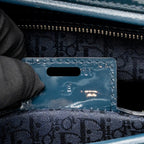 Dior Large Lady Dior Cannage Patent Blue SHW