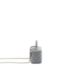 CHANEL TOP HANDLE LONG VANITY WITH CHAIN LAMBSKIN GREY LGHW (MICROCHIP)