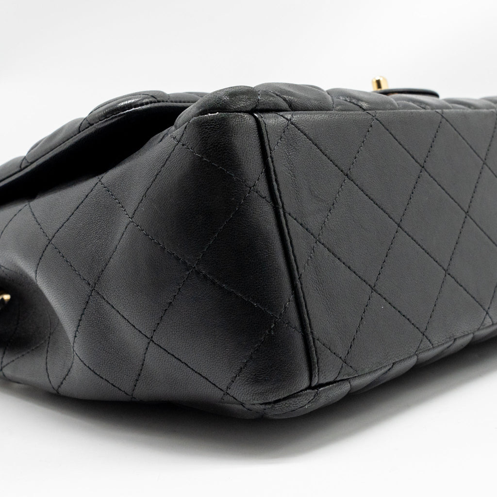 CHANEL MAXI SINGLE FLAP BAG LAMBSKIN BLACK GHW