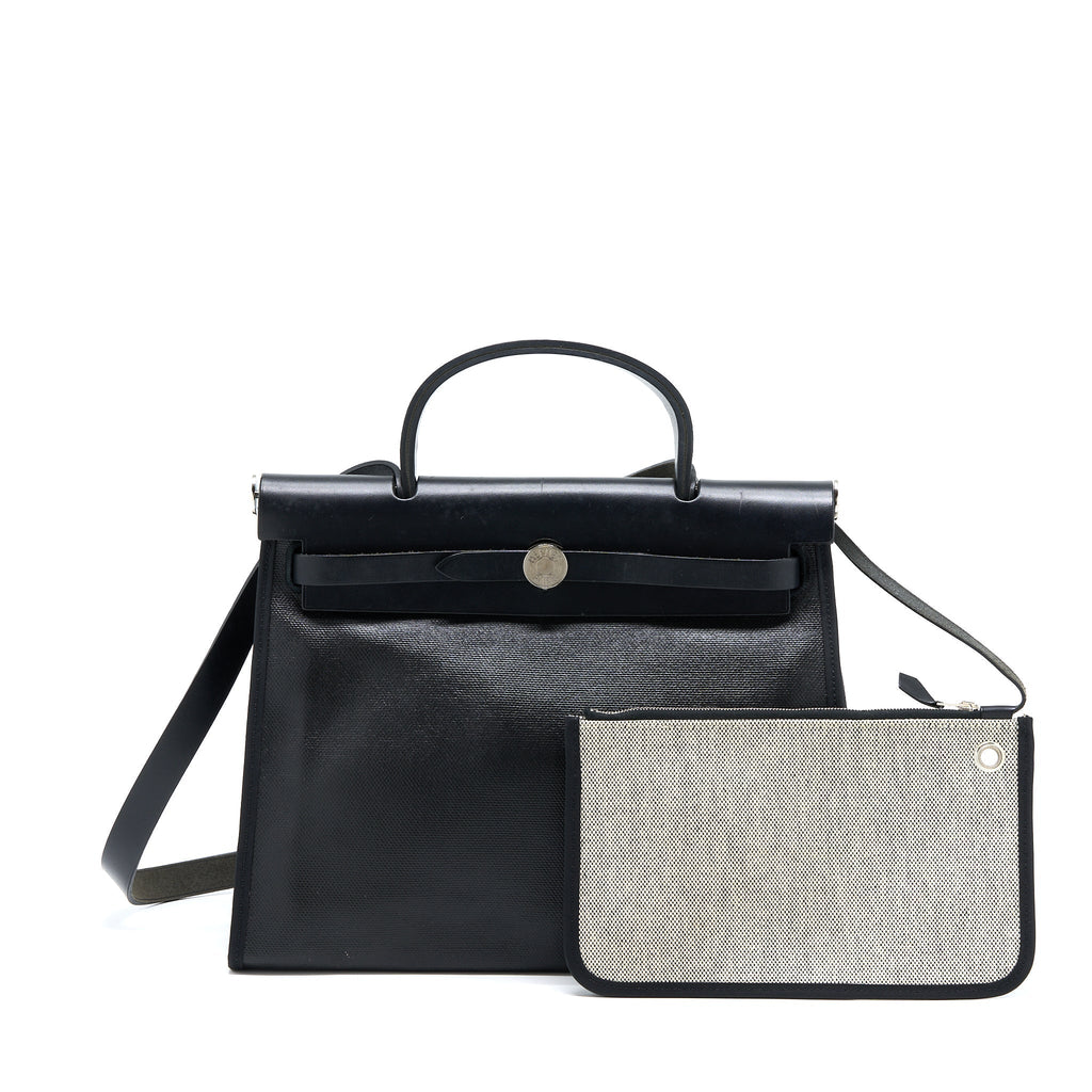 HERMES HERBAG ZIP 31 CANVAS/LEATHER BLACK SHW