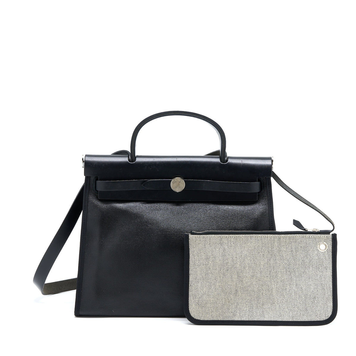 HERMES HERBAG ZIP 31 CANVAS/LEATHER BLACK SHW