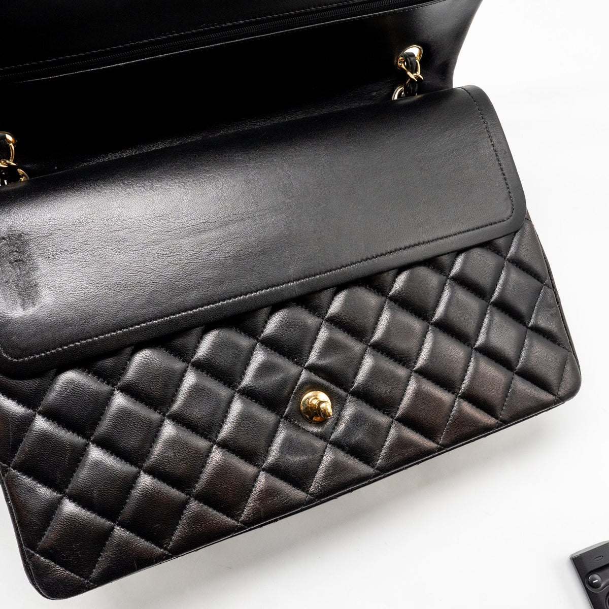 CHANEL MAXI CLASSIC DOUBLE FLAP BAG LAMBSKIN BLACK GHW