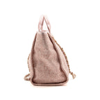Chanel Large Deauville Tote Shopping Bag Canvas / Calfskin Pink LGHW