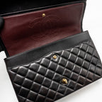 CHANEL MAXI CLASSIC DOUBLE FLAP BAG LAMBSKIN BLACK GHW
