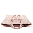 Chanel Large Deauville Tote Shopping Bag Canvas / Calfskin Pink LGHW