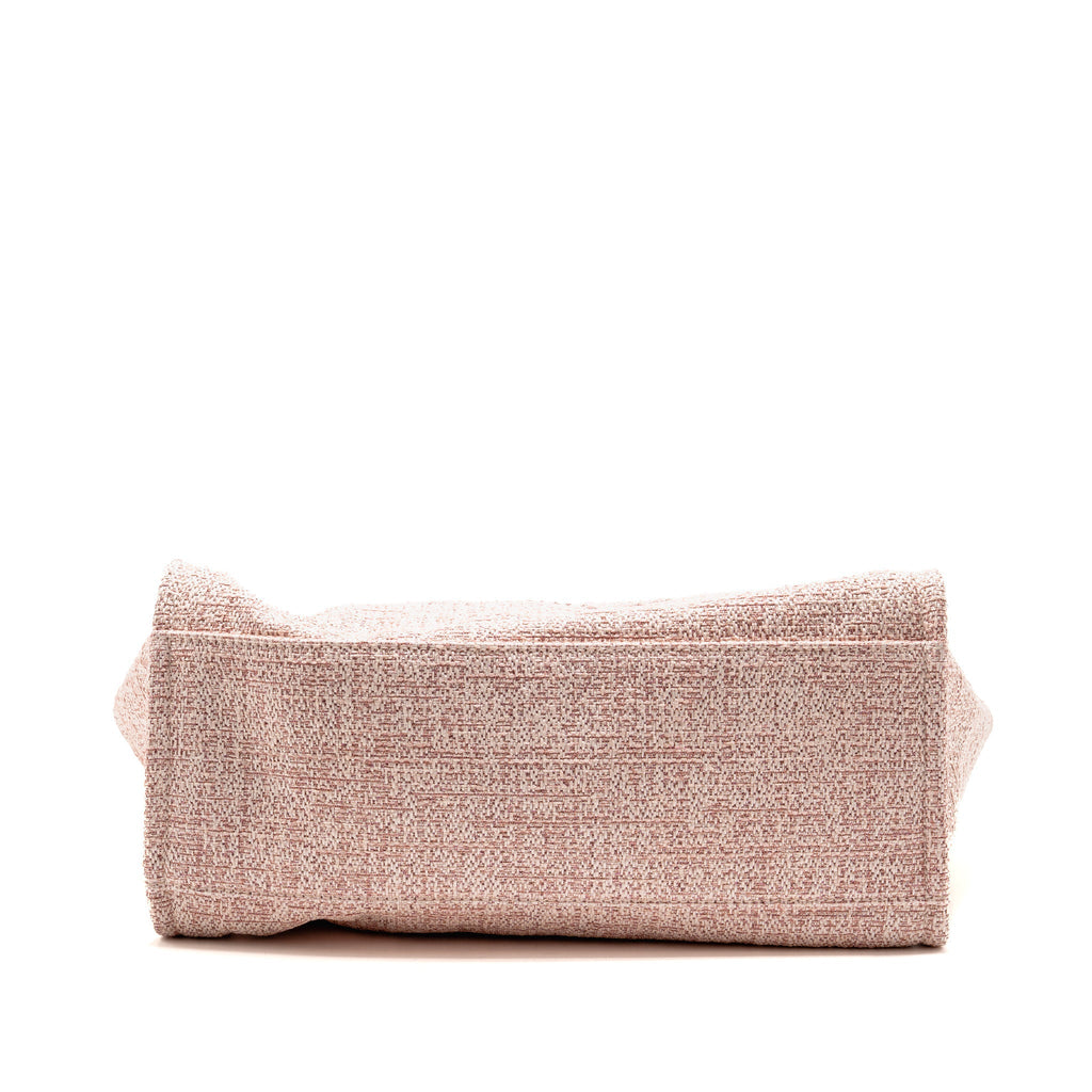 Chanel Large Deauville Tote Shopping Bag Canvas / Calfskin Pink LGHW