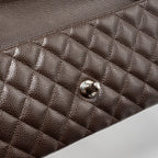 CHANEL EAST WEST CLASSIC QUILTED FLAP BAG CAVIAR CHOCOLATE SHW