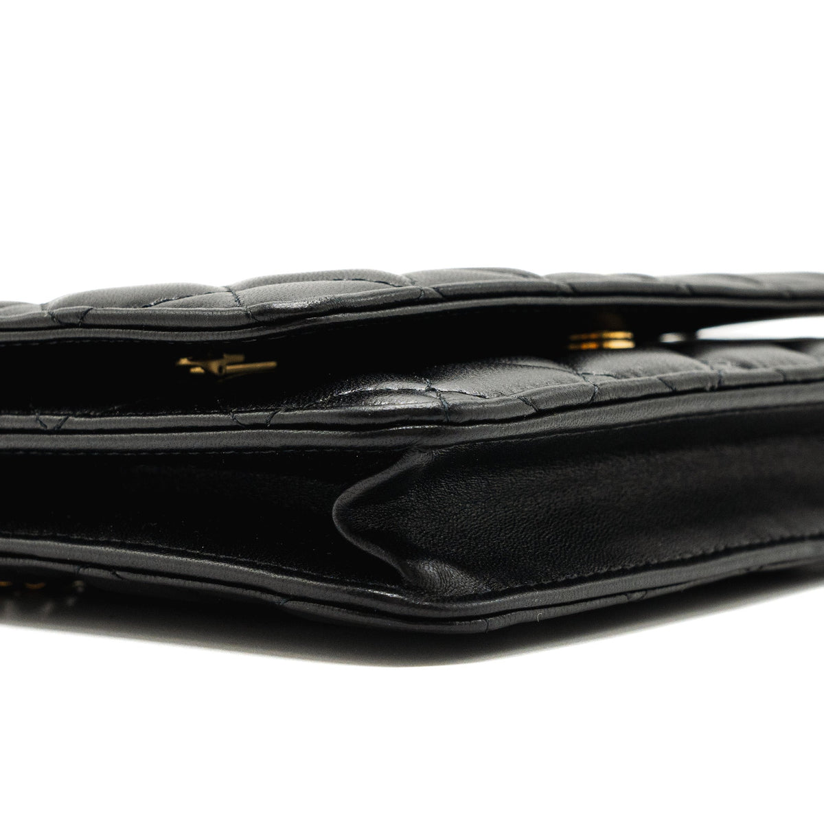 CHANEL COCO HEART WALLET ON CHAIN LAMBSKIN BLACK GHW (MICROCHIP)