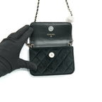 CHANEL VELVET PEARL CRUSH MINI BELT BAG BLACK WITH LGHW