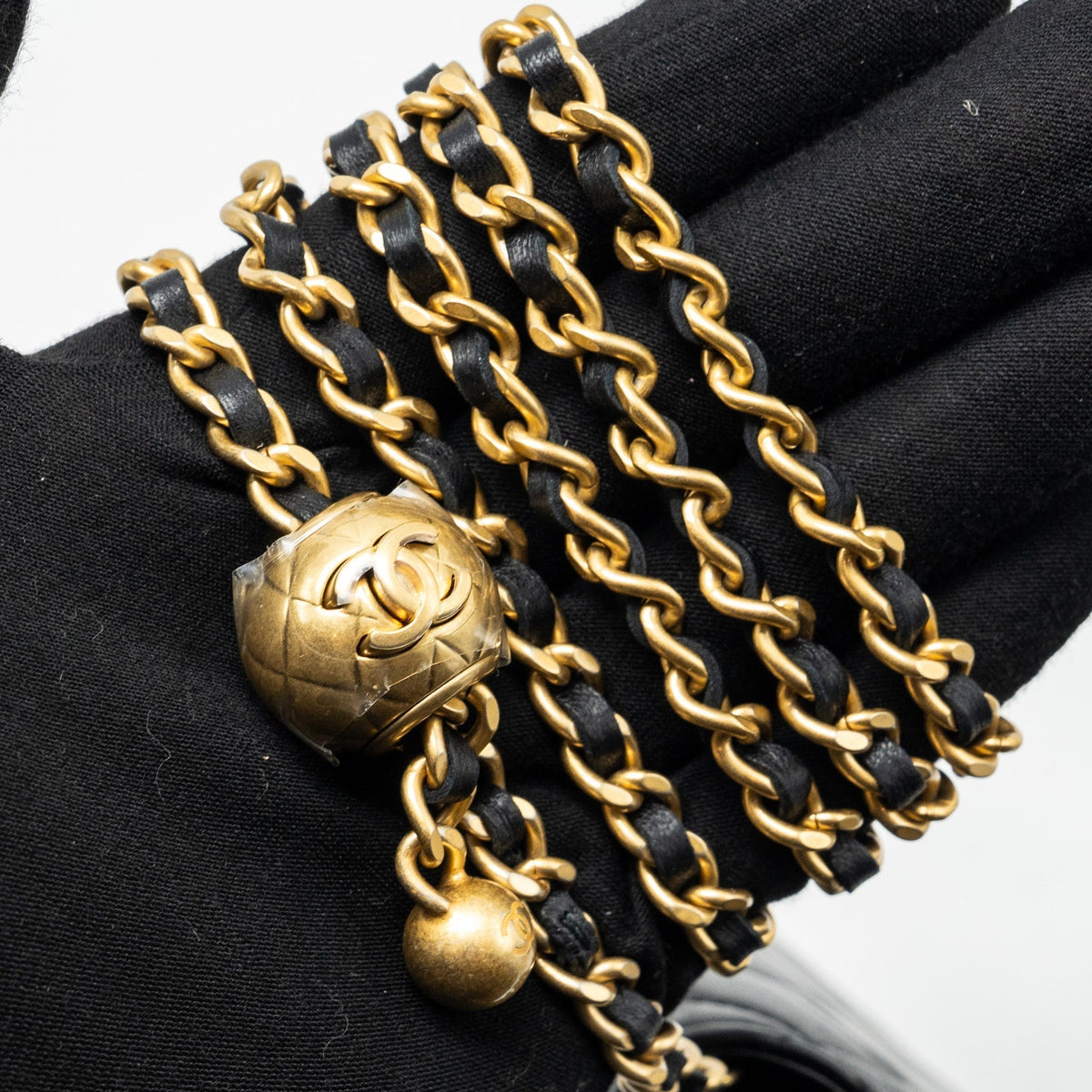 CHANEL PEARL CRUSH MINI FLAP WALLET WITH CHAIN LAMBSKIN BLACK GHW (MICROCHIP)