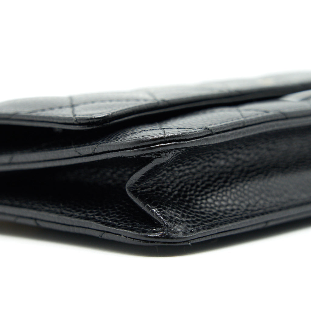 CHANEL WALLET ON CHAIN CAVIER BLACK WITH GHW
