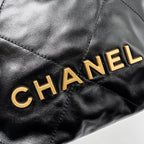 CHANEL MINI 22 BAG SHINY CALFSKIN BLACK GHW (MICROCHIP)