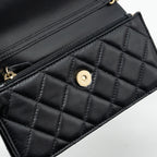 CHANEL PEARL CRUSH MINI FLAP WALLET WITH CHAIN LAMBSKIN BLACK GHW (MICROCHIP)