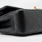 CHANEL MEDIUM CLASSIC DOUBLE FLAP BAG LAMBSKIN BLACK GHW (MICROCHIP)