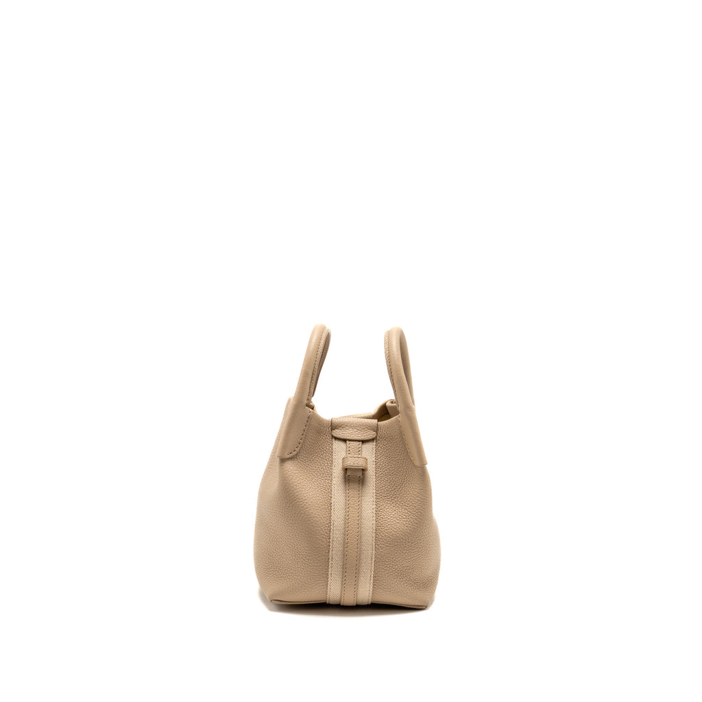 Loro Piana Micro Bale Tote Bag Grained Calfskin Beige SHW
