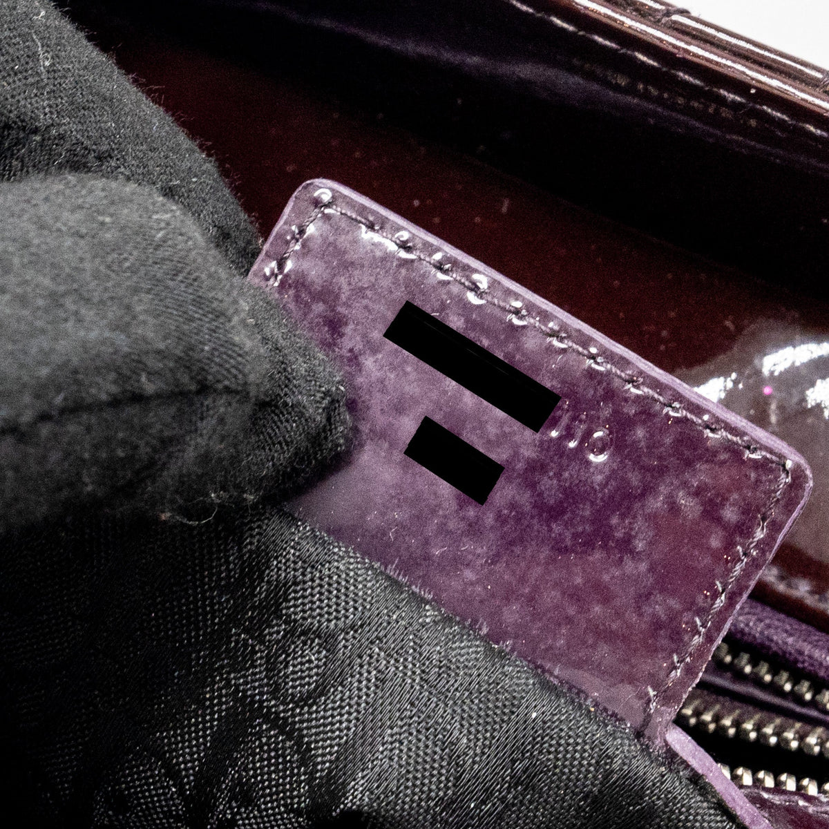 DIOR LARGE LADY DIOR PATENT BURGUNDY SHW