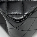 CHANEL MEDIUM CLASSIC DOUBLE FLAP BAG LAMBSKIN BLACK GHW (MICROCHIP)