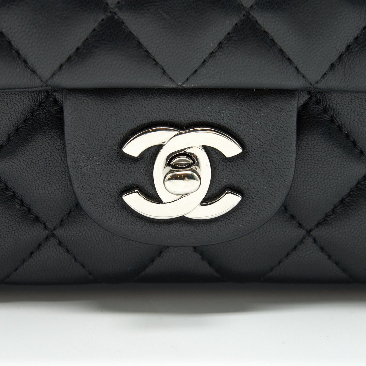 CHANEL LAMBSKIN RECTANGULAR MINI FLAP BAG IN BLACK SHW
