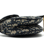 DIOR MINI SADDLE BAG BLUE OBLIQUE JACQUARD GHW