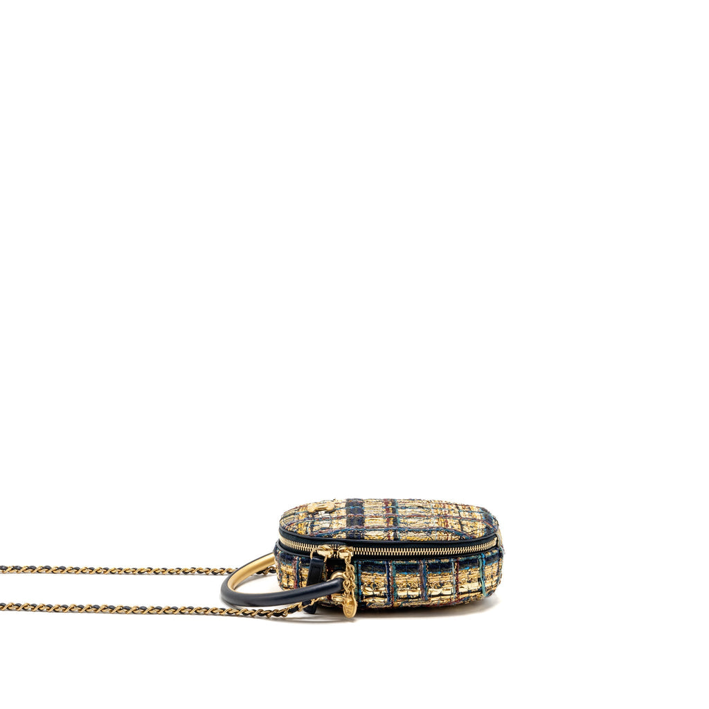 Chanel 19A Egypt Oval Camera Case Tweed Multicolour GHW