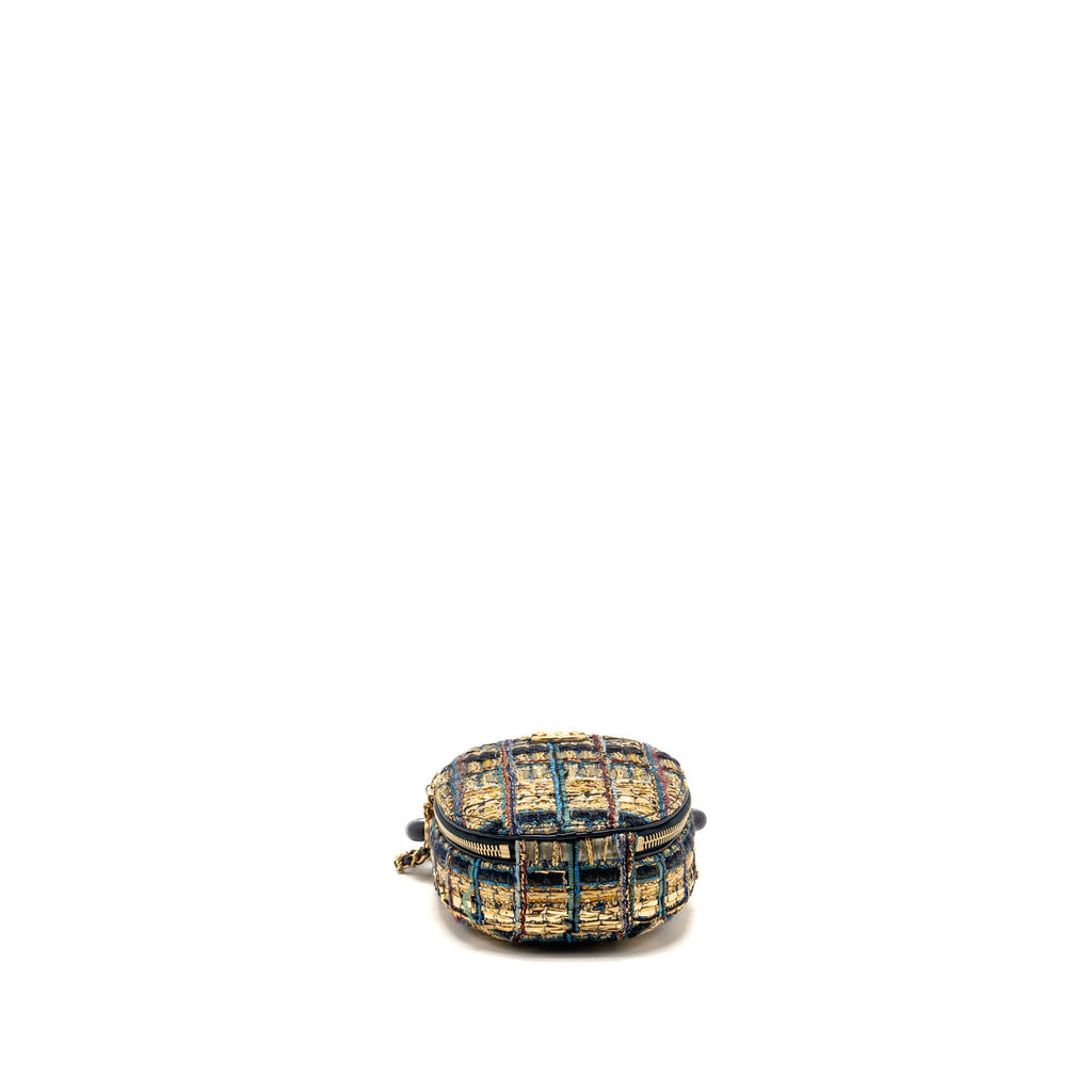 Chanel 19A Egypt Oval Camera Case Tweed Multicolour GHW